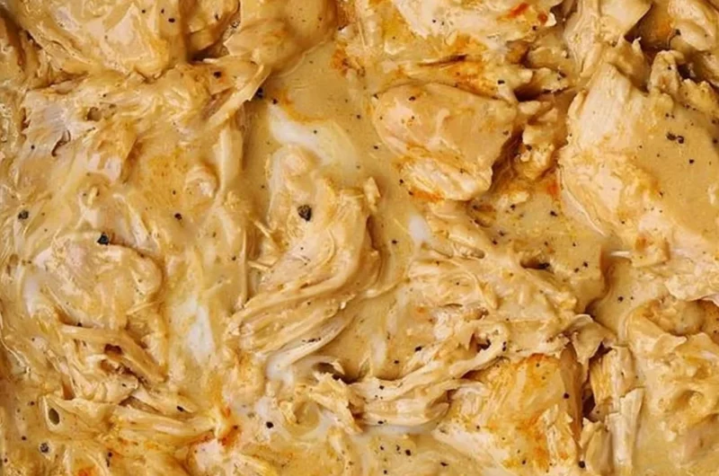 Low cooker chicken breasts served with rich gravy