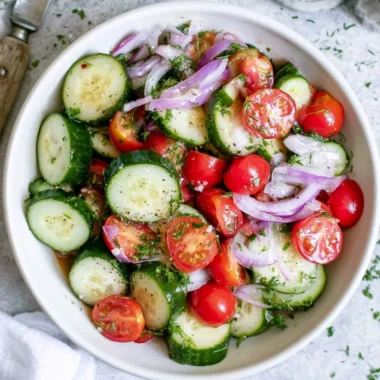 Refreshing Cucumber Tomato Salad with vibrant colors and fresh ingredients