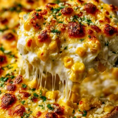Delicious Street Corn Chicken Casserole topped with fresh herbs and spices.