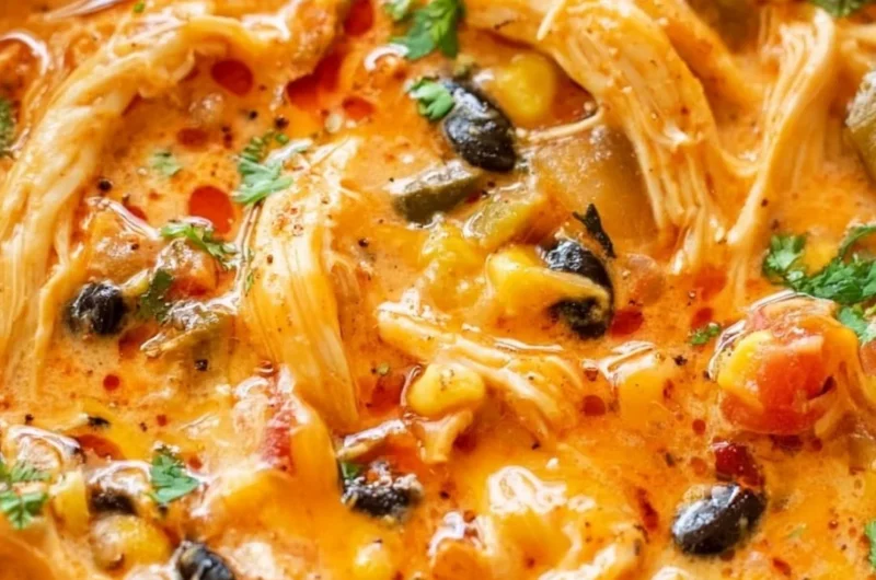 Delicious Chicken Enchilada Soup garnished with cilantro and lime wedges