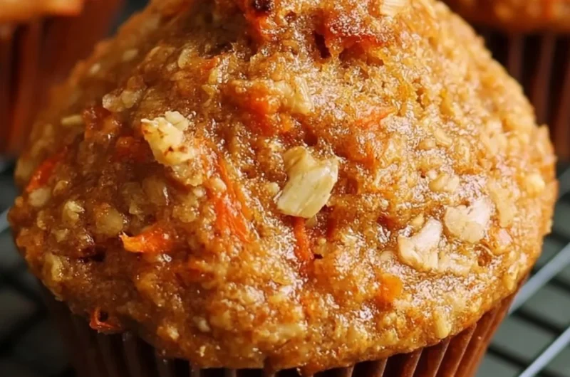 Healthy carrot oatmeal muffins in a bowl for breakfast